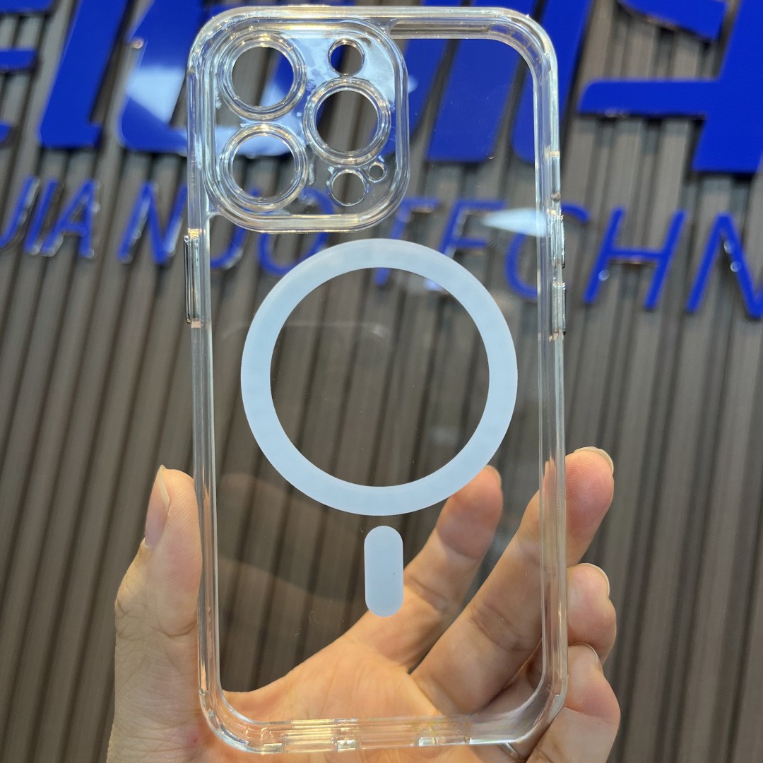 Husa protectie pentru iPhone 14 Pro Max Mag Safe, 2 in 1 incarcare si magnet, Silicon si Acril, Transparenta [5]