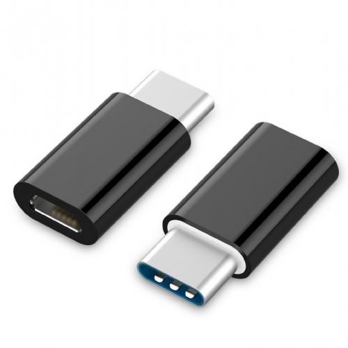Adaptoare Telefoane Mobile - Adaptor micro USB (mama) to Type-C(tata) cu Agatatoare Breloc inclusa, Negru