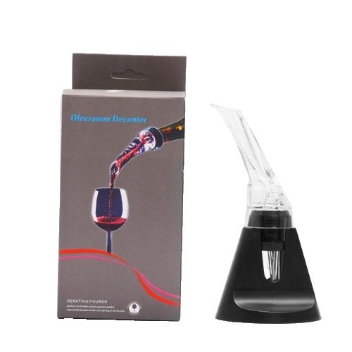 Organizatoare si Depozitare Bucatarie - Aerator cu Turnator de Vin 2in1, , Decantare, Anti-Picurare, Fara Scurgere, 18x10x8cm, Negru