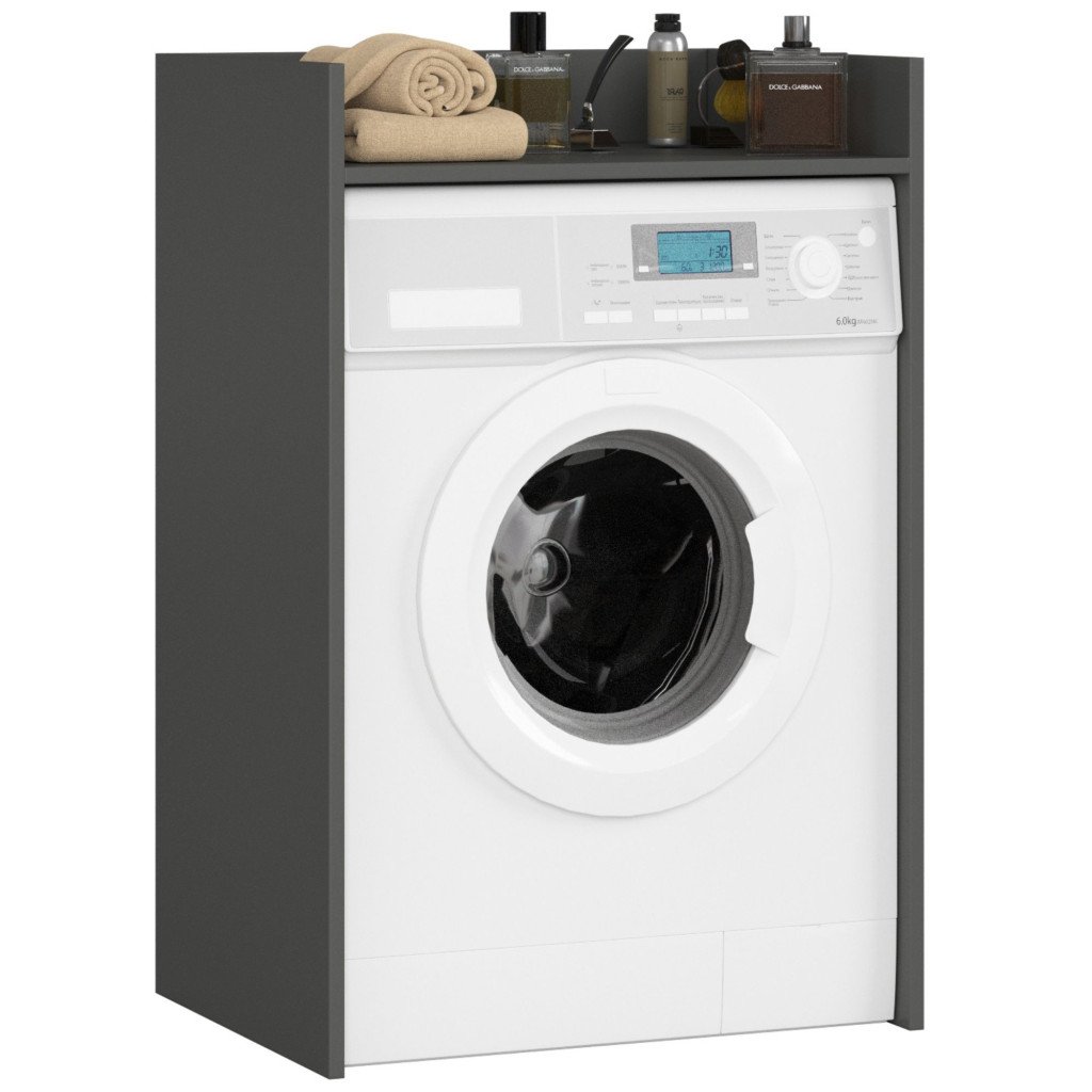AKORD Mobilier - Masca pentru masina de spalat cu polita, PAL laminat, 64x50x98 cm, gri grafit