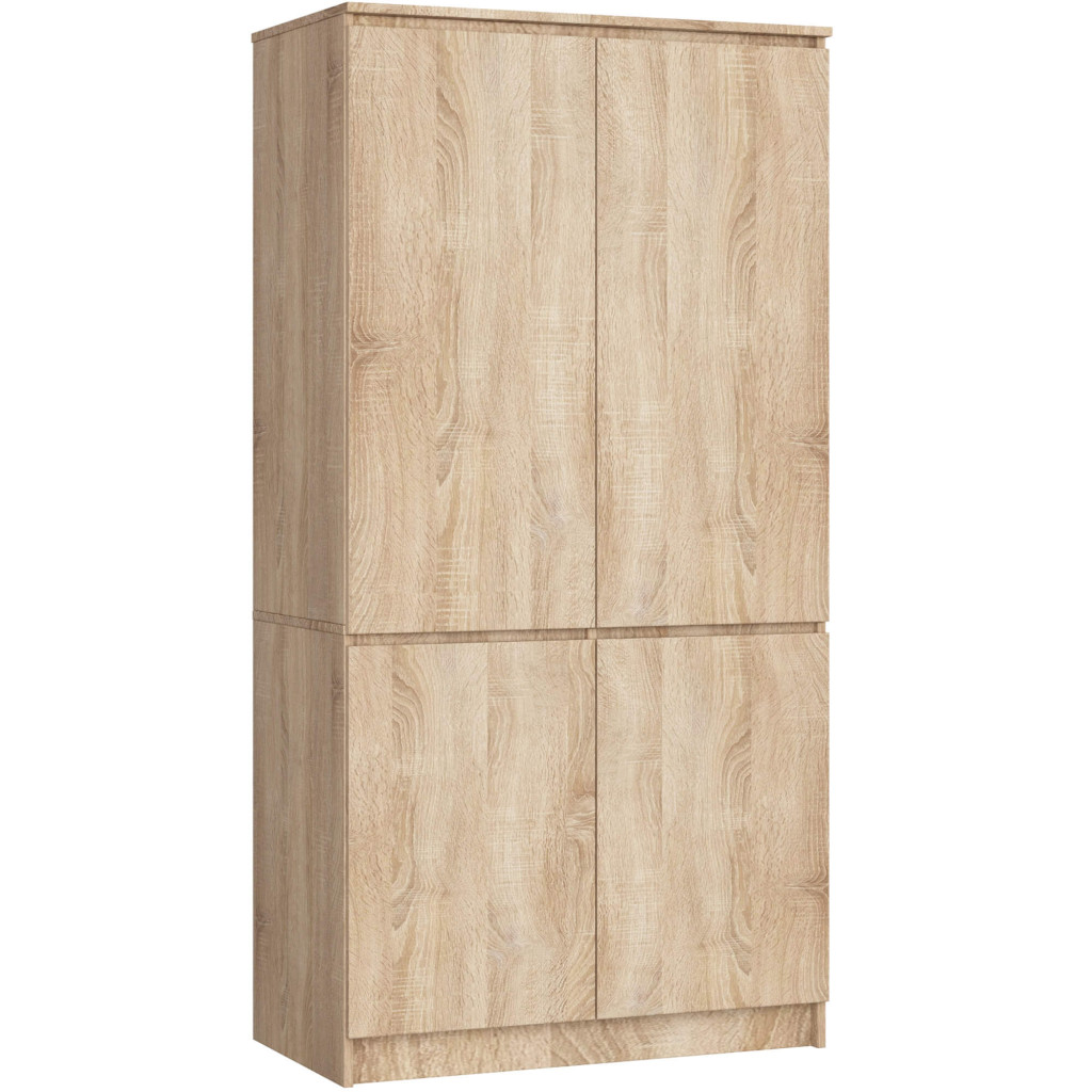 AKORD Mobilier - Dulap cu 4 usi, rafturi si bara pentru umerase, PAL laminat, 90x51x180 cm, stejar sonoma