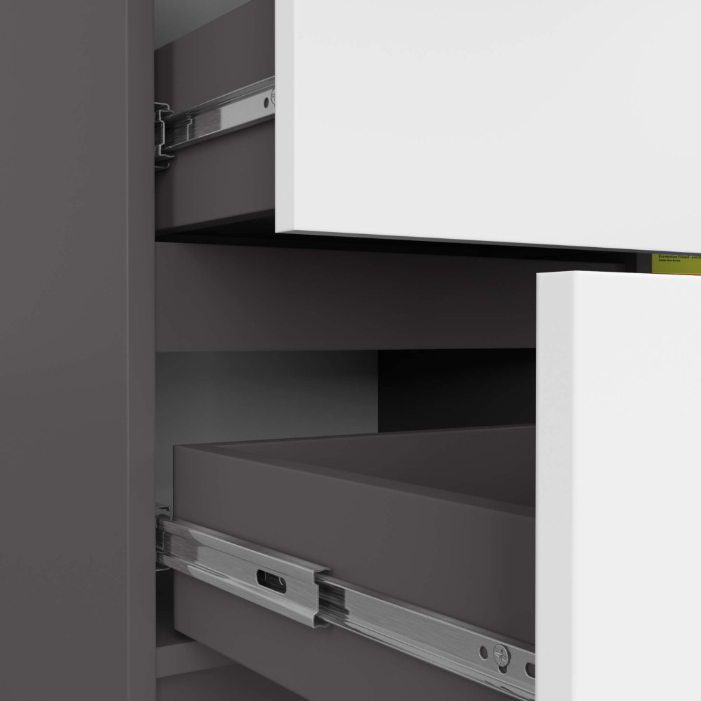 Comoda JERRY cu 3 sertare si dulap cu rafturi, PAL laminat, 80x35x77 cm, gri grafit si alb [5]