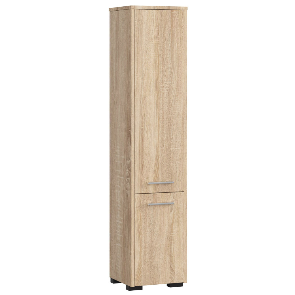 AKORD Mobilier - Dulap baie tip coloana cu 2 usi si 5 rafturi, PAL laminat, 30x30x140 cm, stejar sonoma