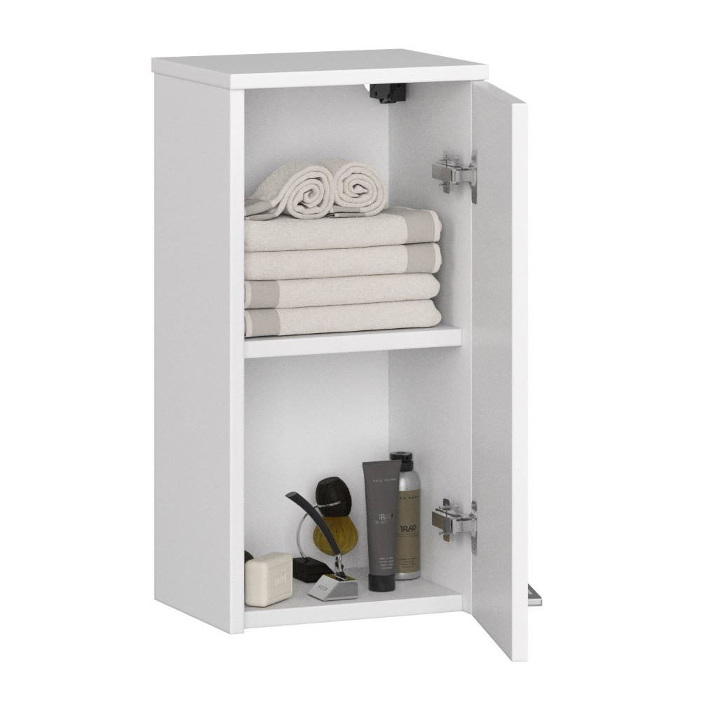 Dulap suspendat baie FIN cu 1 usa si raft interior, PAL laminat, 30x22x60 cm, alb [2]