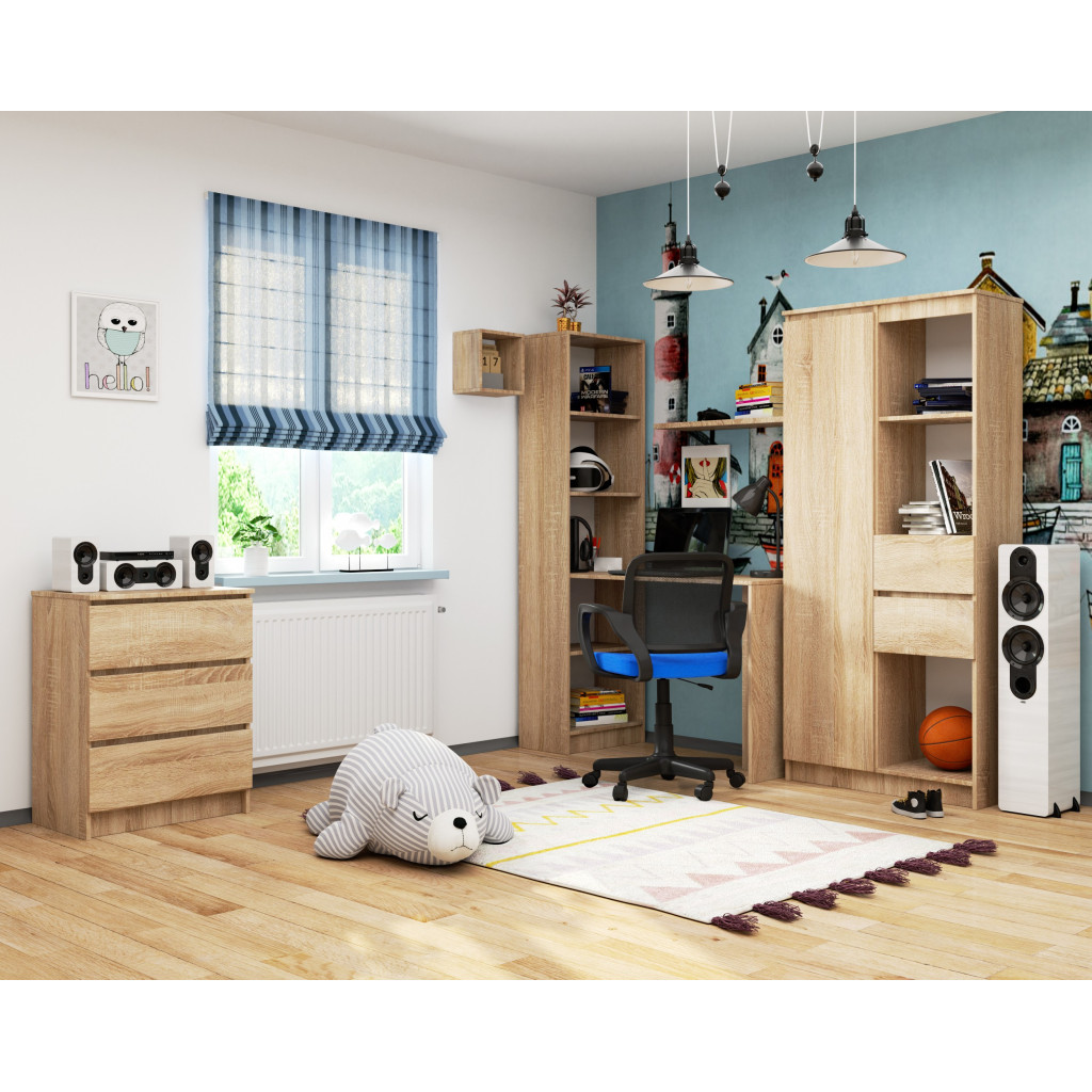 Birou cu rafturi SMART, PAL laminat, 125x50x180 cm, stejar sonoma [3]