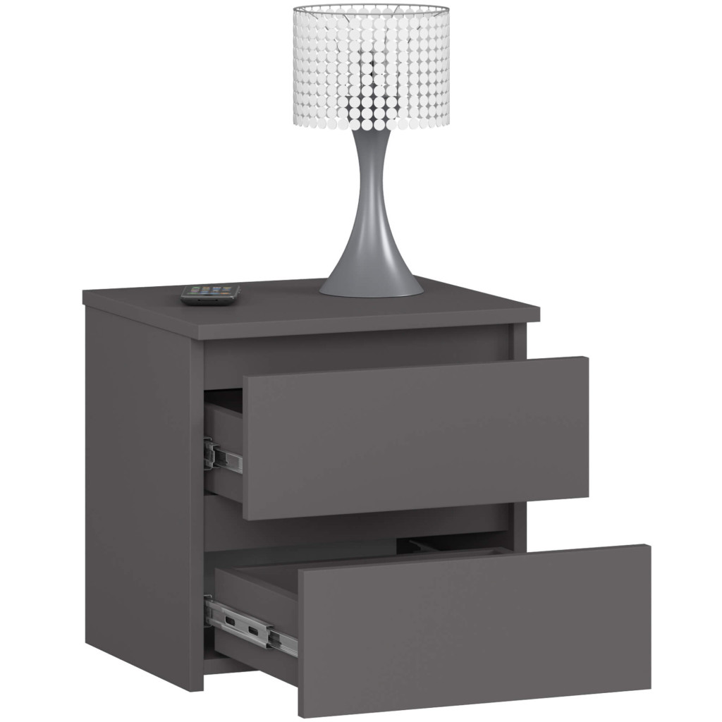 Noptiera cu 2 sertare, din PAL laminat, 40x35x40 cm, gri grafit [3]