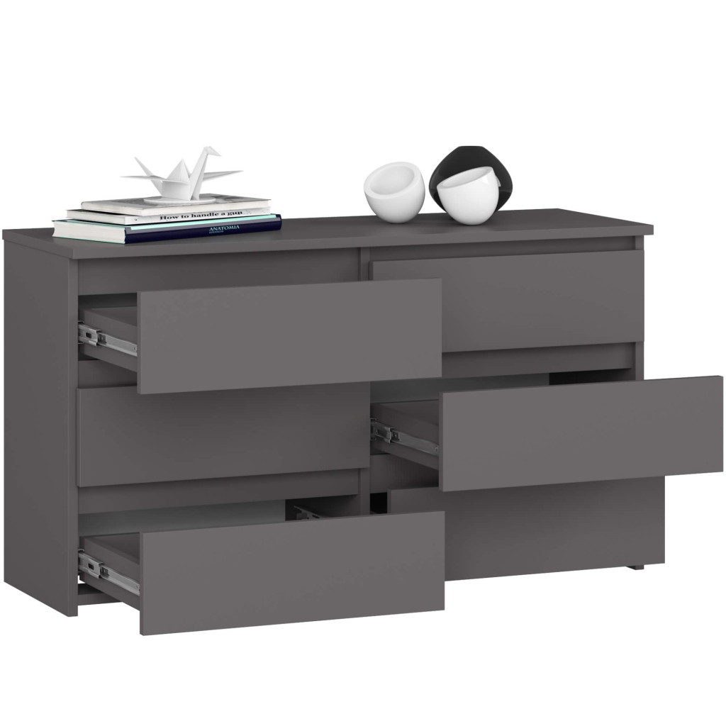 Comoda cu 6 sertare, PAL laminat, 100x35x57 cm, gri [2]