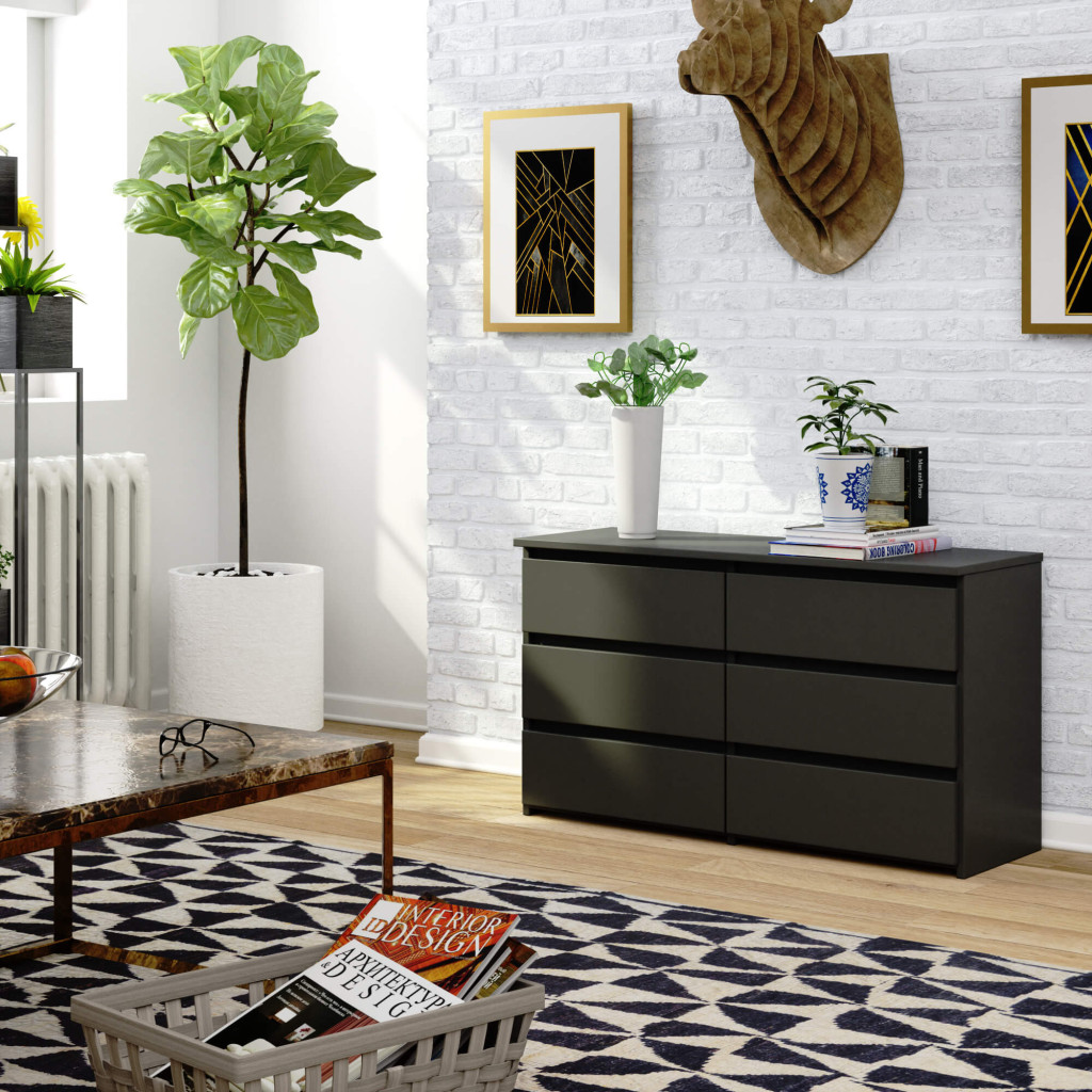 Comoda cu 6 sertare, PAL laminat, 100x35x57 cm, gri [5]