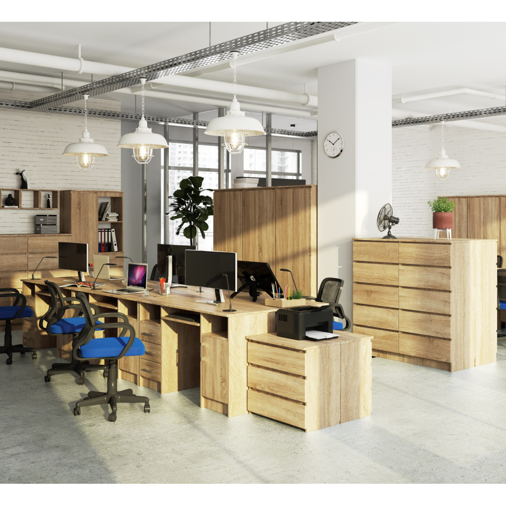 Birou ANA pentru calculator, cu 3 sertare si 1 usa, 124x52x74 cm, stejar sonoma [5]