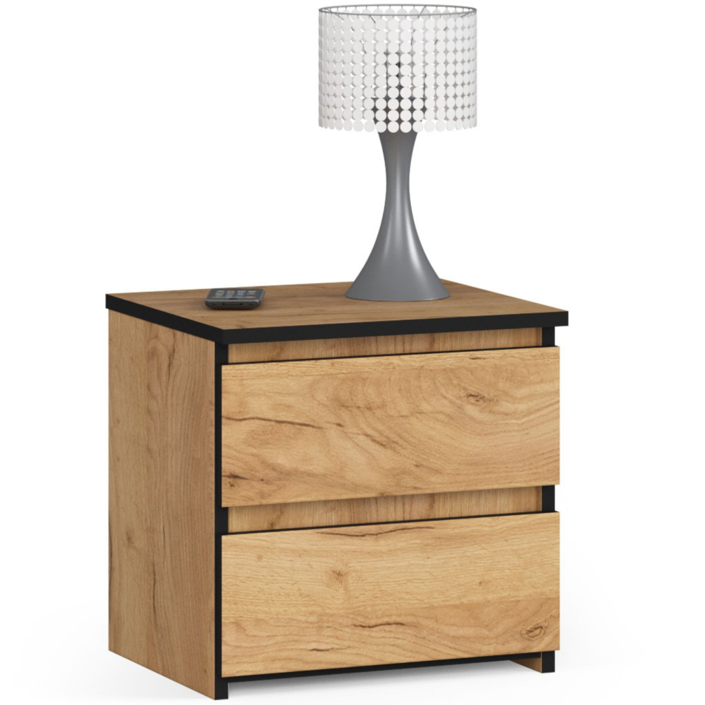 AKORD Mobilier - Noptiera cu 2 sertare, din PAL laminat, 40x35x40 cm, stejar craft