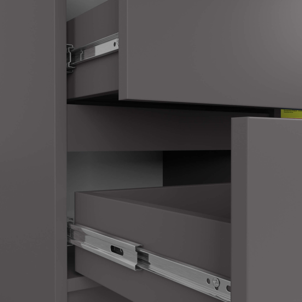 Comoda JERRY cu 3 sertare si dulap cu rafturi, PAL laminat, 80x35x77 cm, gri grafit [5]