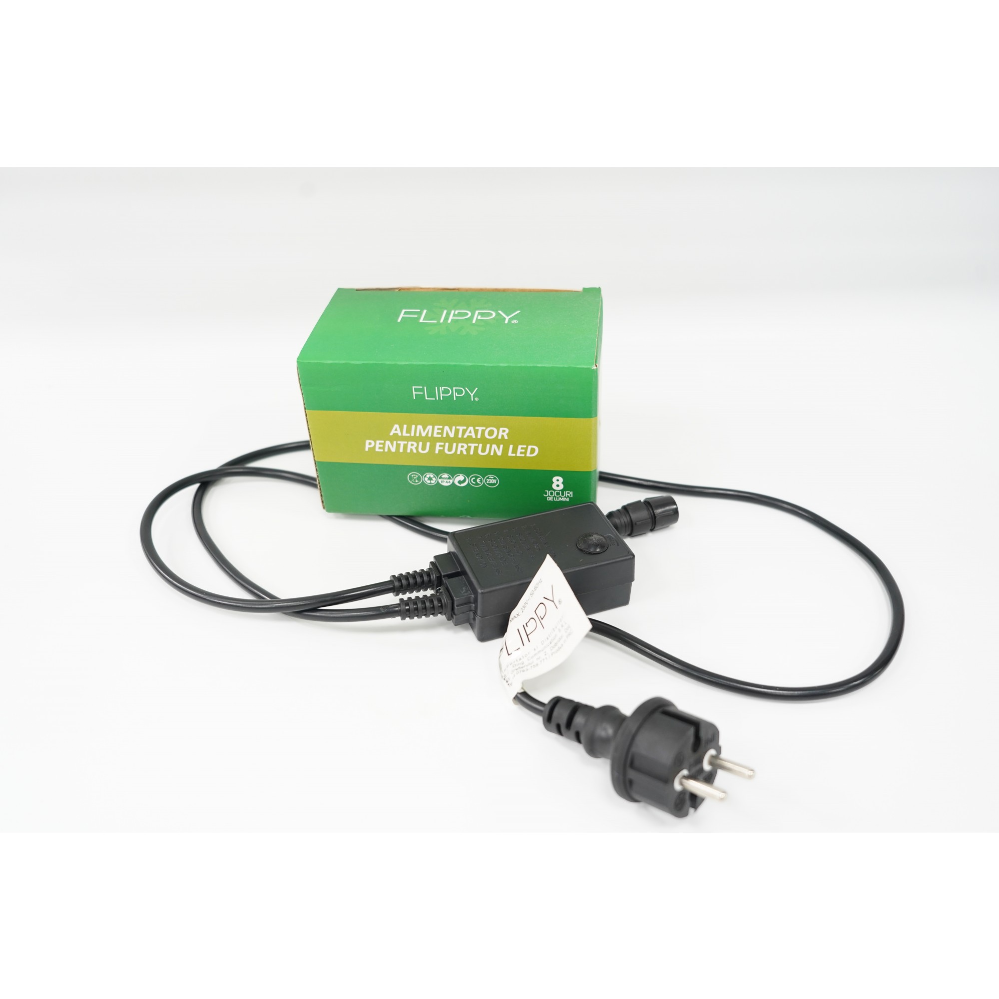 Accesorii si componente - Alimentator furtun luminos, rezista pana la 50 m, , 8 jocuri de lumini, fir negru