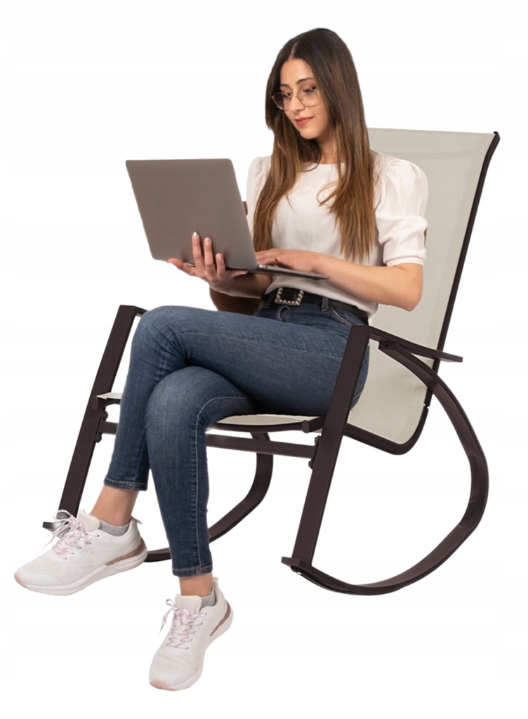 Scaun balansoar de gradina din metal si textil, 60x104x95 cm, capacitate 120 kg, crem [2]