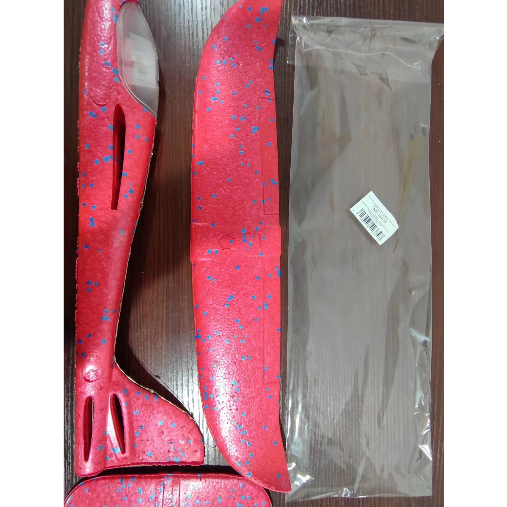 Avion planor din polistiren in punga , lungime 47 cm, cu lumini pe toata lungimea, Rosu ,  [6]