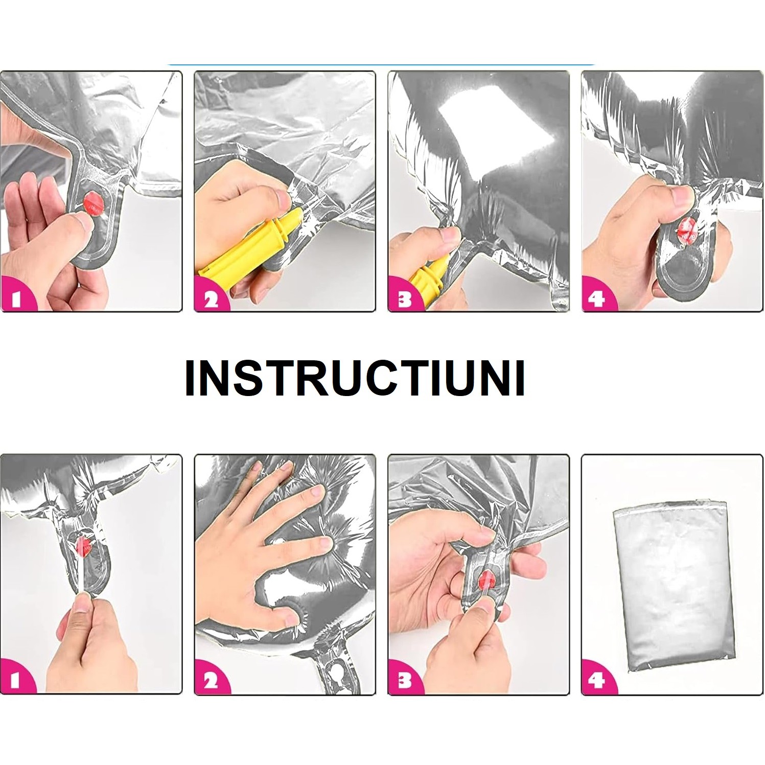 Balon din Folie , Cifra 8, 81 cm, Pentru Aer sau Heliu, Bulk, Argintiu [7]