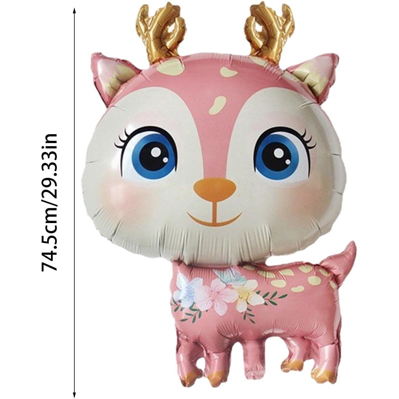 Balon din Folie Metalizata, , Mini Figurine, Model Cerb, Tematica Aniversare, 49x74.5 cm, Ambalaj Individual, Pai Inclus, Umflare cu Aer sau Heliu, Roz [7]