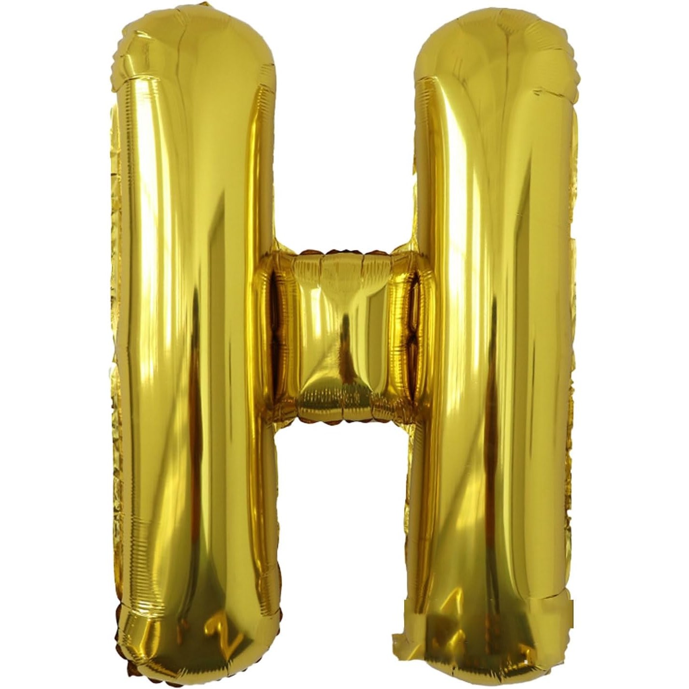 Litere - Balon Folie Metalizata Litera H, , 80 cm, Umflati cu Heliu sau Aer, Ambalaj Individual, Pai inclus, Auriu