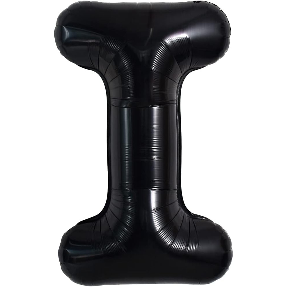 Balon Folie Metalizata Litera I, , 40 cm, Umflati cu Heliu sau Aer, Ambalaj Individual, Pai inclus, Negru [5]