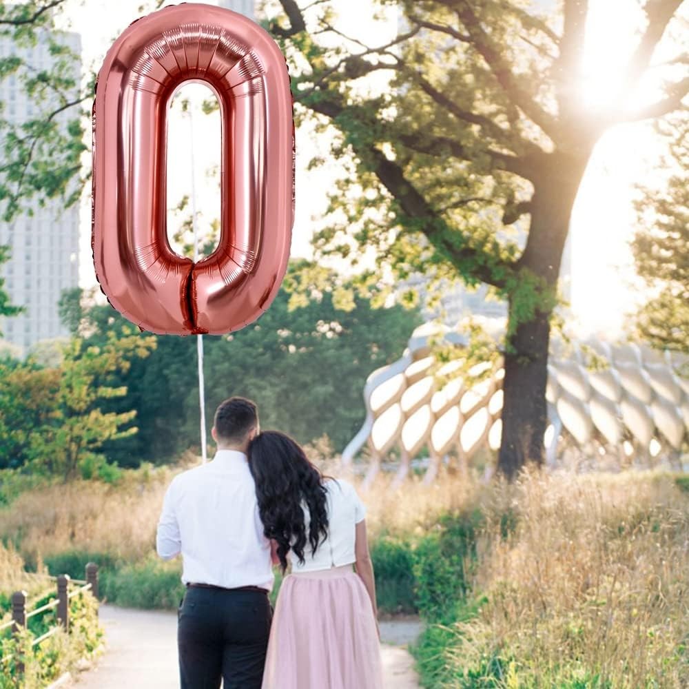 Balon Folie Metalizata Litera O, , 80 cm, Umflati cu Heliu sau Aer, Ambalaj Individual, Pai inclus, Rose Gold [3]