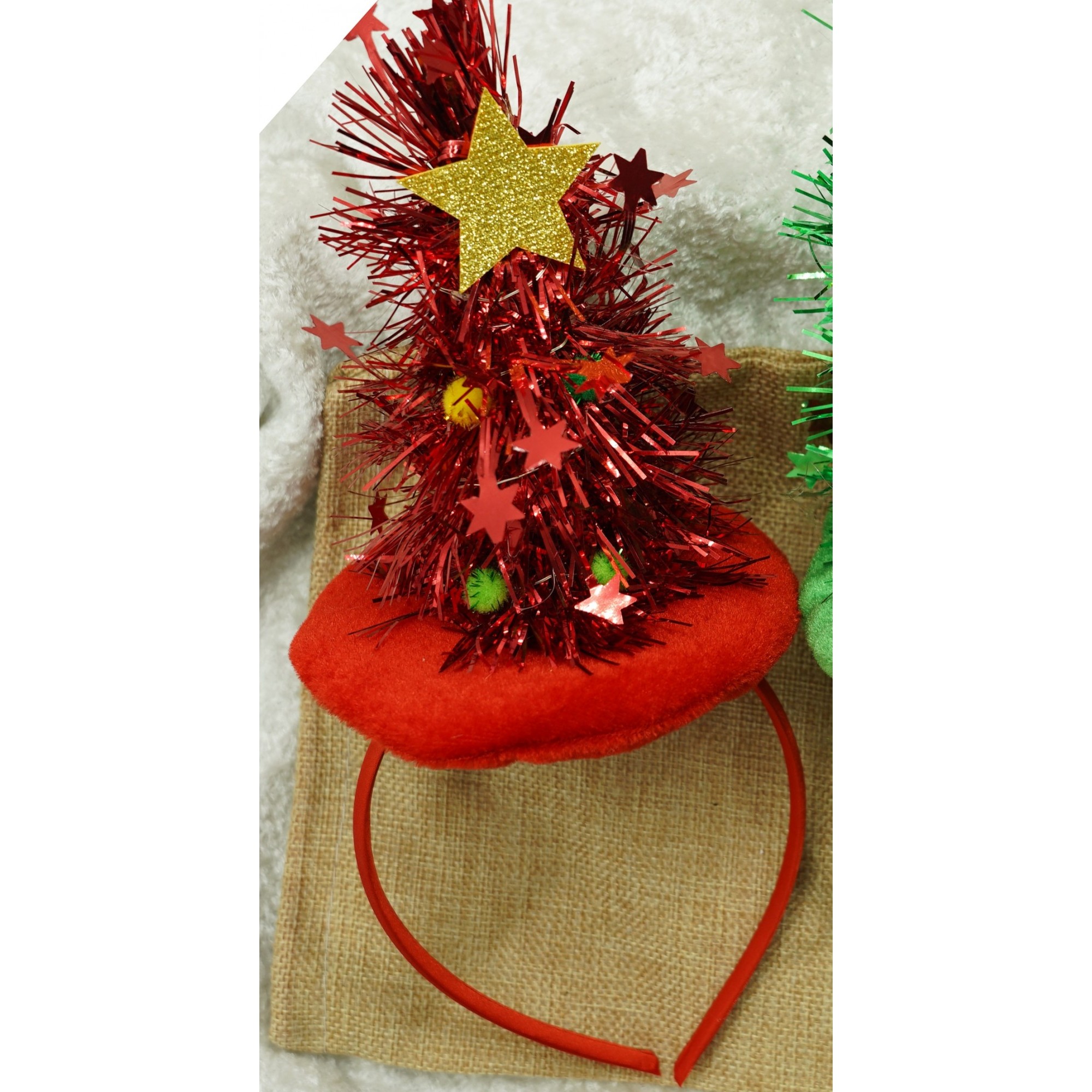 Bentita/cerc brad de Craciun, culoare rosie, marime standard,  [2]