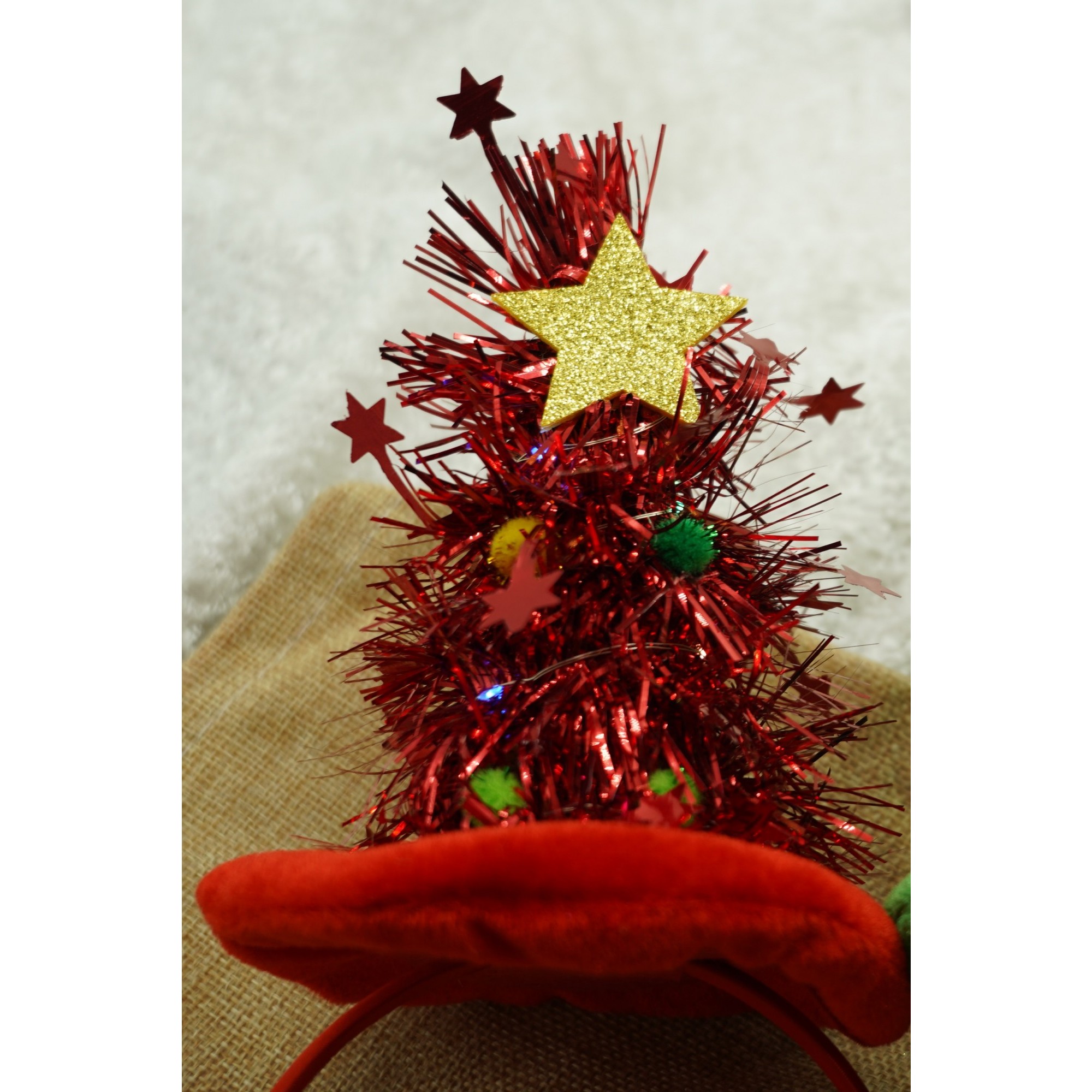 Bentita/cerc brad de Craciun, culoare rosie, marime standard,  [4]