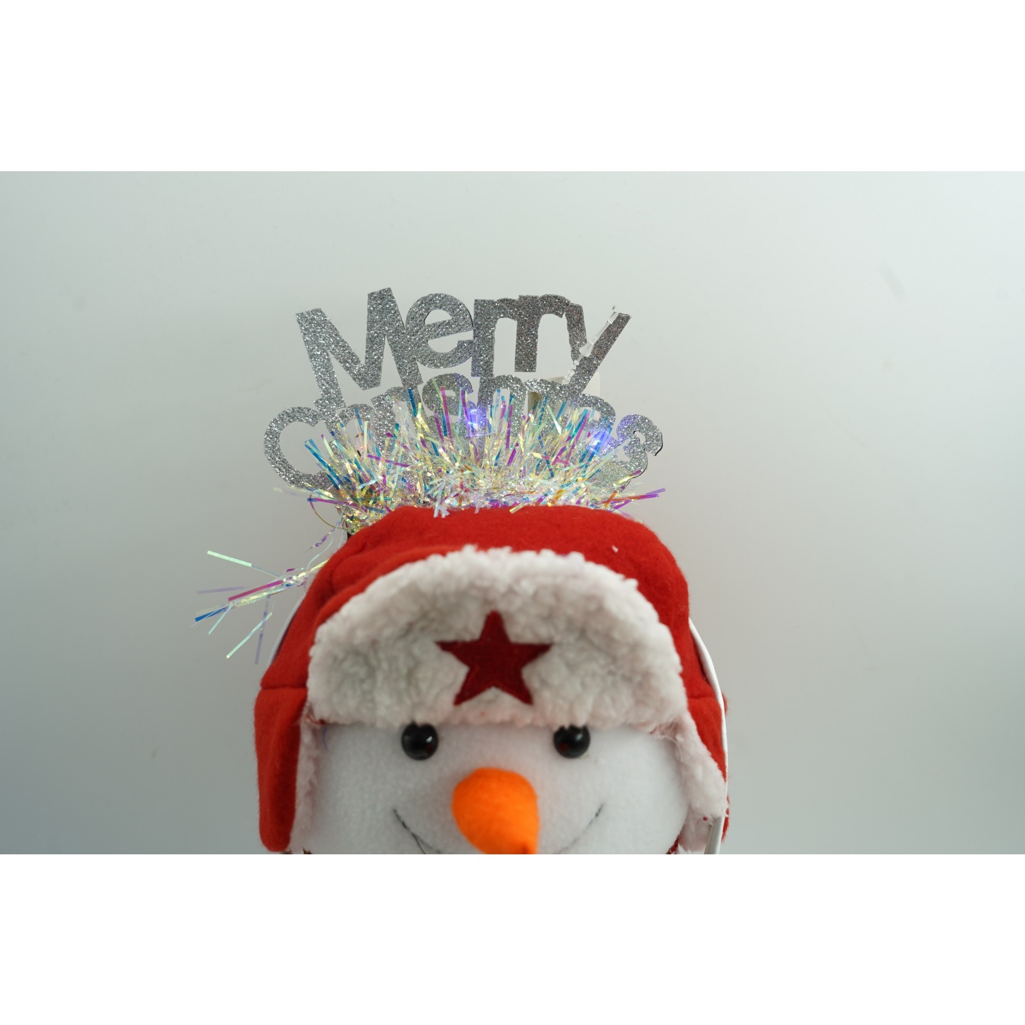 Bentita/cerc Mery Cristmas, culoare gri metalic cu beteala, marime standard,  [2]