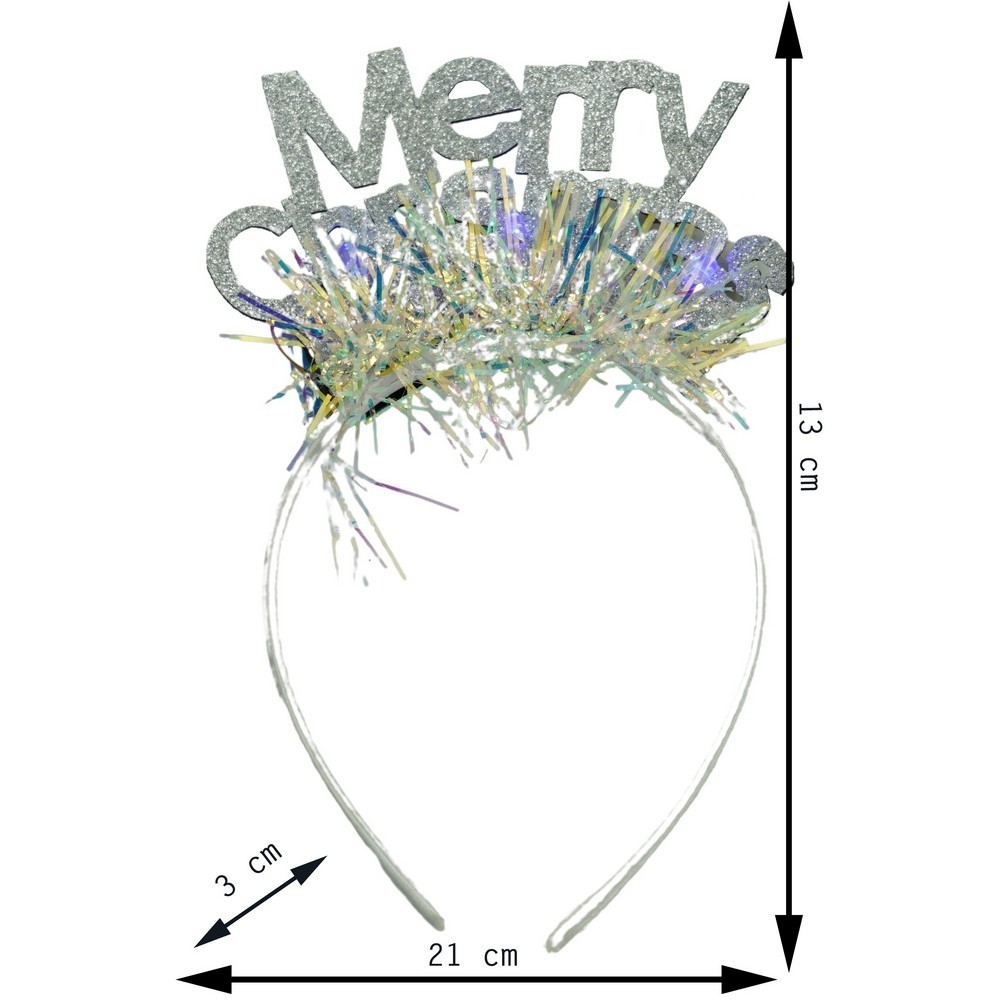Bentita/cerc Mery Cristmas, culoare gri metalic cu beteala, marime standard,  [11]