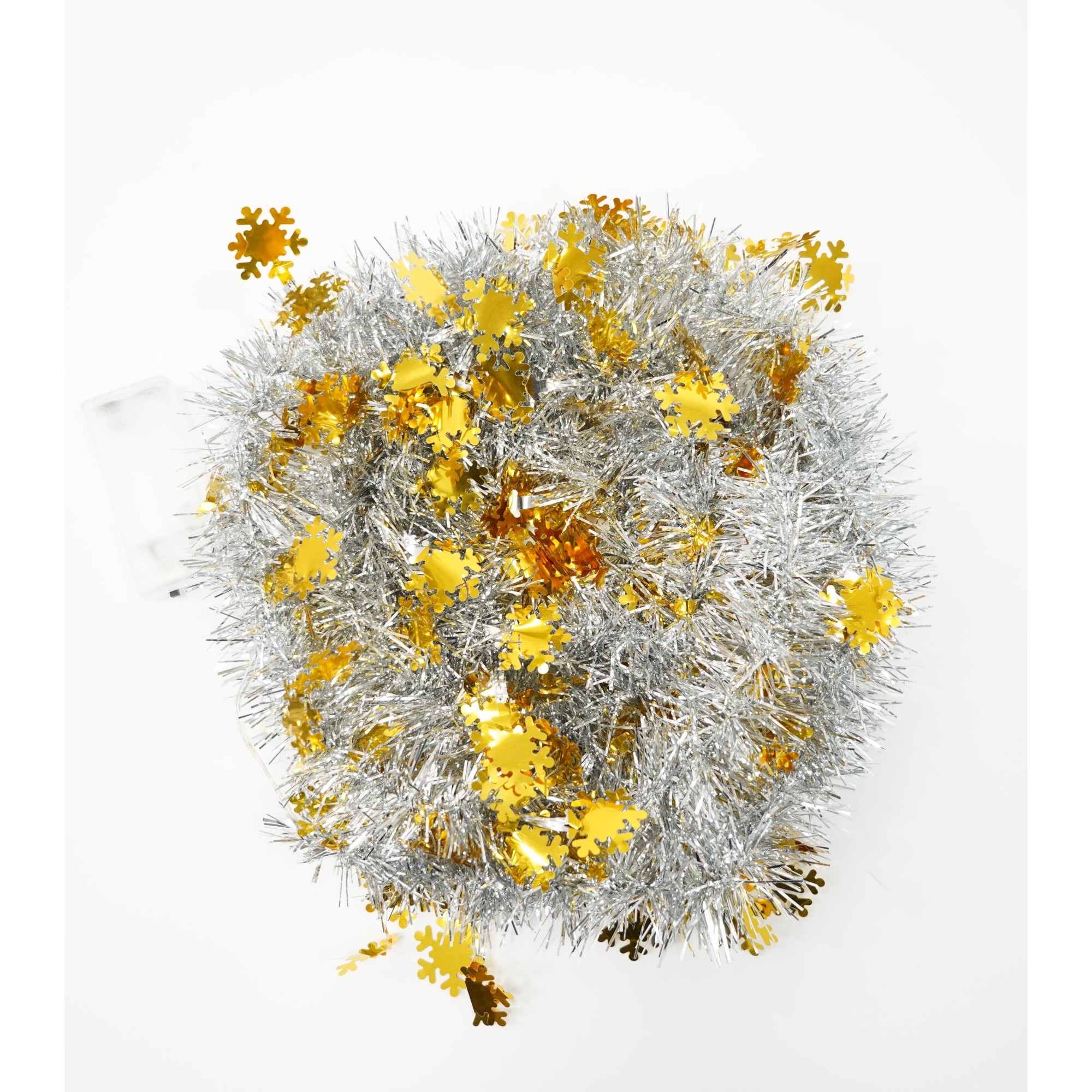 Beteala Craciun cu LED, Aurie, model cu fulgi de nea, 2 m x 5 cm, PVC, Sir, Artificiala,  [4]