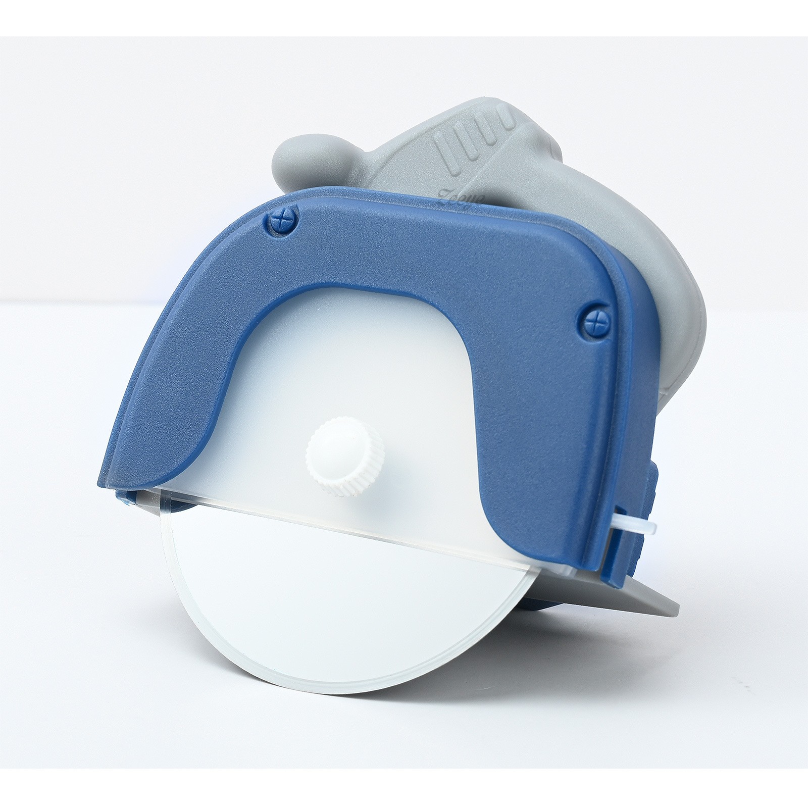 Cutit circular pentru pizza , 11.5 x 12.5 cm, otel inoxidabil si plastic, capc protectie lama, albastru [3]