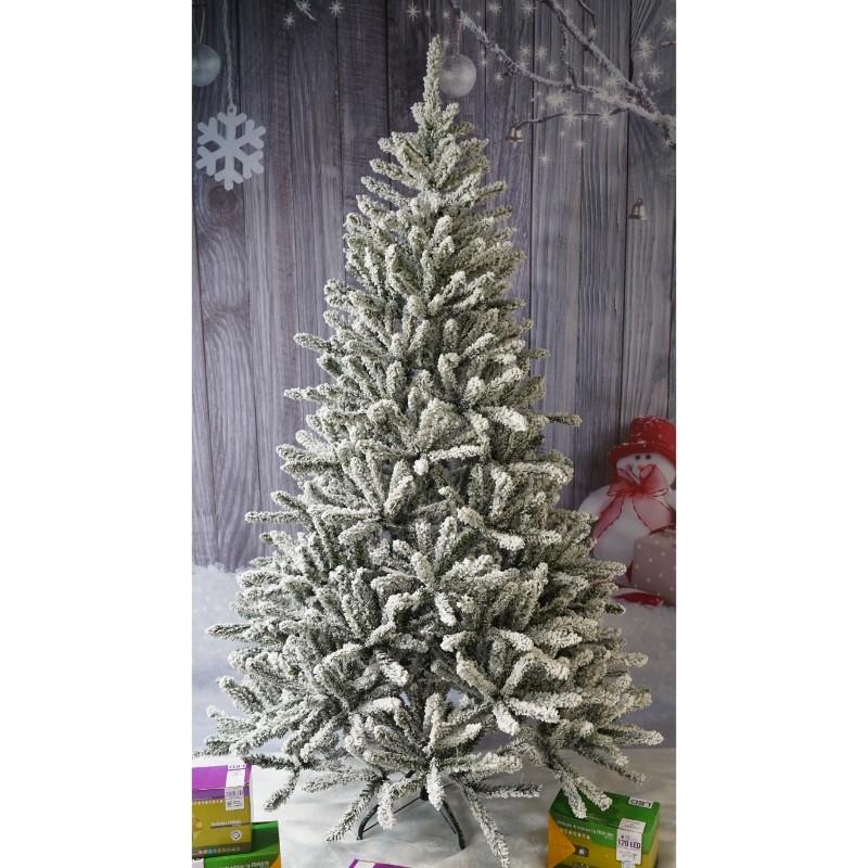 Brad Artificial de Craciun, , 1.8 m inaltime, Verde, Pulverizat alb-tip zapada, Diametru inferior 110 cm, Interior/ Exterior  [11]