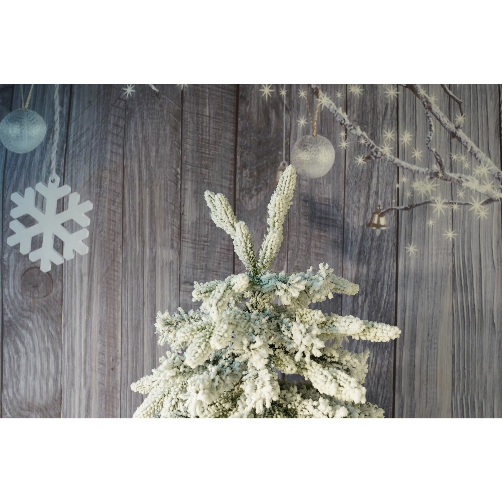 Brad Artificial de Craciun, , 1.8 m inaltime, Verde, Pulverizat complet alb-tip zapada, Interior/ Exterior, Bogat 512 ramuri [4]