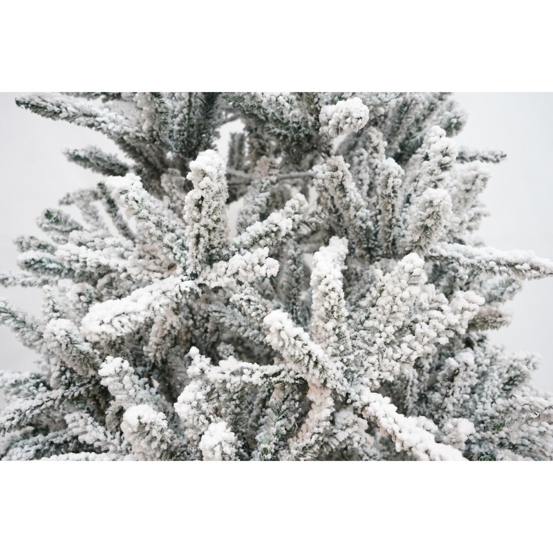 Brad Artificial de Craciun, , 2.10 m inaltime, Verde, Pulverizat alb-tip zapada, Diametru inferior 130 cm, Interior/ Exterior [14]