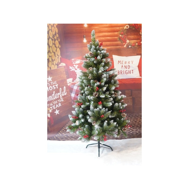 Brad Artificial de Craciun, , Sectionat pentru Perete/ Colt, 1.50 m inaltime, Verde, Decorat, Diametru Inferior 83 cm, Interior/ Exterior [13]