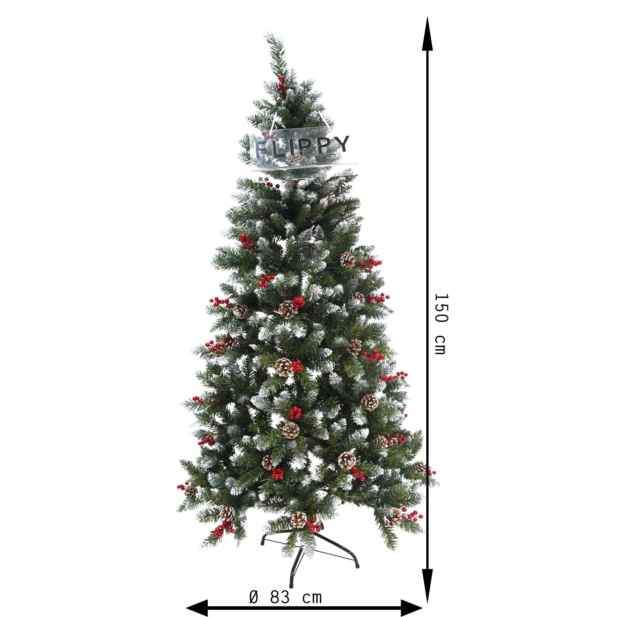 Brad Artificial de Craciun, , Sectionat pentru Perete/ Colt, 1.50 m inaltime, Verde, Decorat, Diametru Inferior 83 cm, Interior/ Exterior [6]