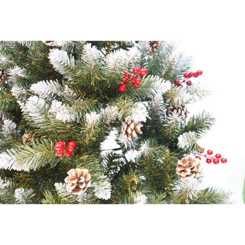 Brad Artificial de Craciun, , Sectionat pentru Perete/ Colt, 1.50 m inaltime, Verde, Decorat, Diametru Inferior 83 cm, Interior/ Exterior [20]