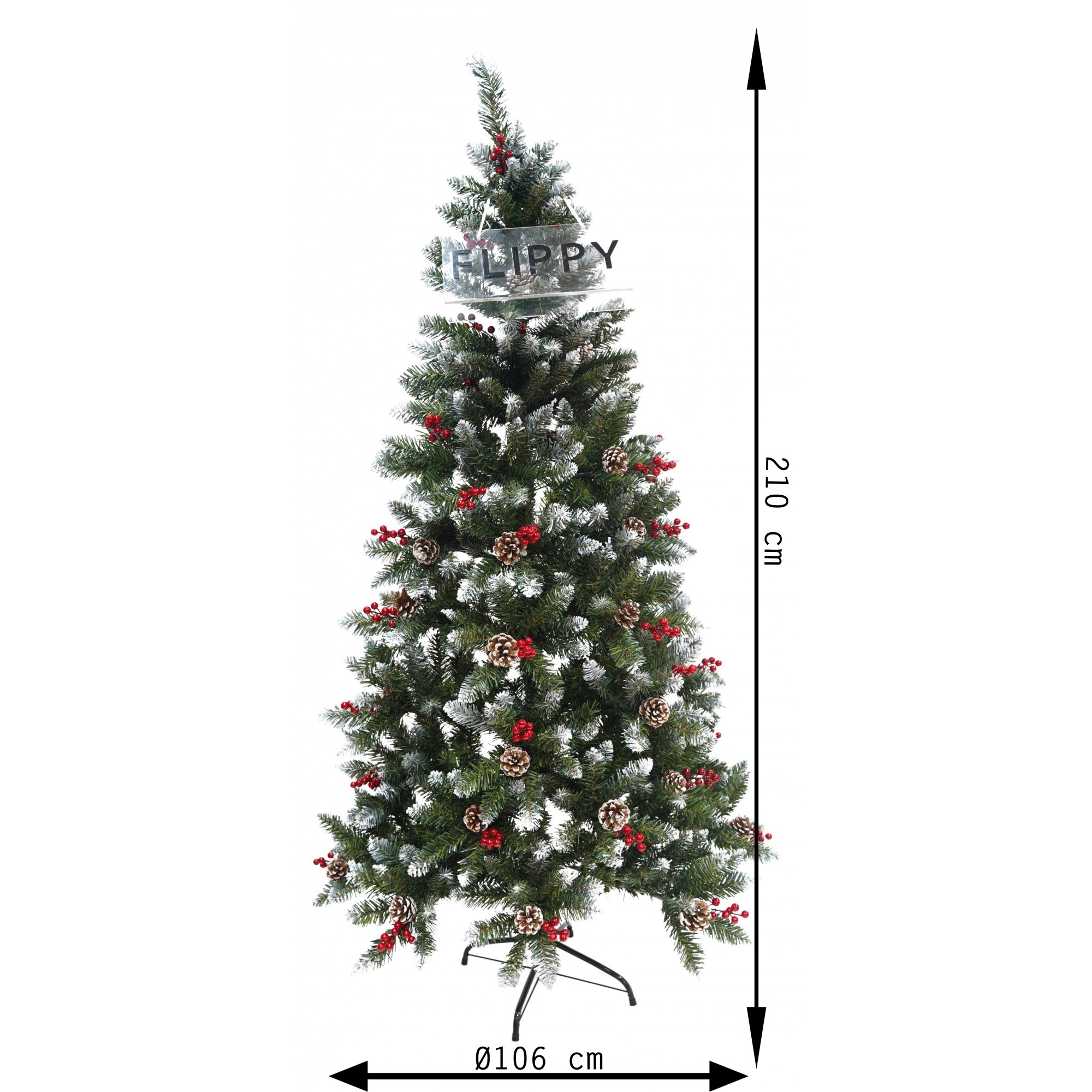 Brad Artificial de Craciun, , Sectionat pentru Perete/ Colt, 2.10 m inaltime, Verde, Decorat, Diametru Inferior 106 cm, Interior/ Exterior [6]