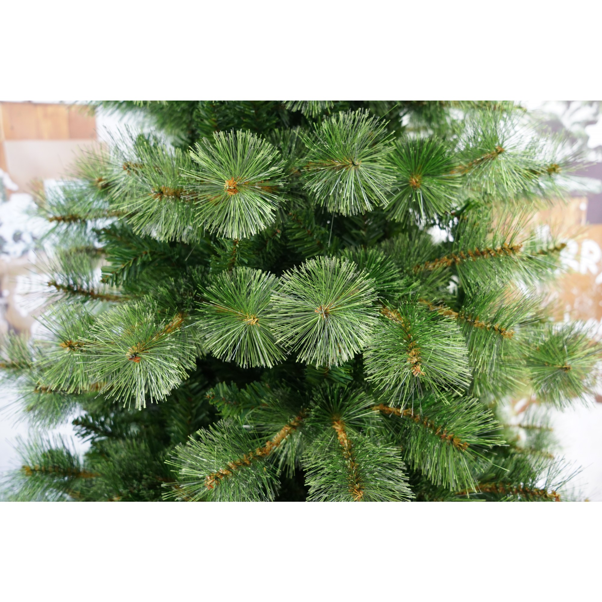 Brad artificial de Craciun tip pin, Bogat Premium, inaltime 240 cm, 1420 ramuri, , verde, suport metalic inclus [5]