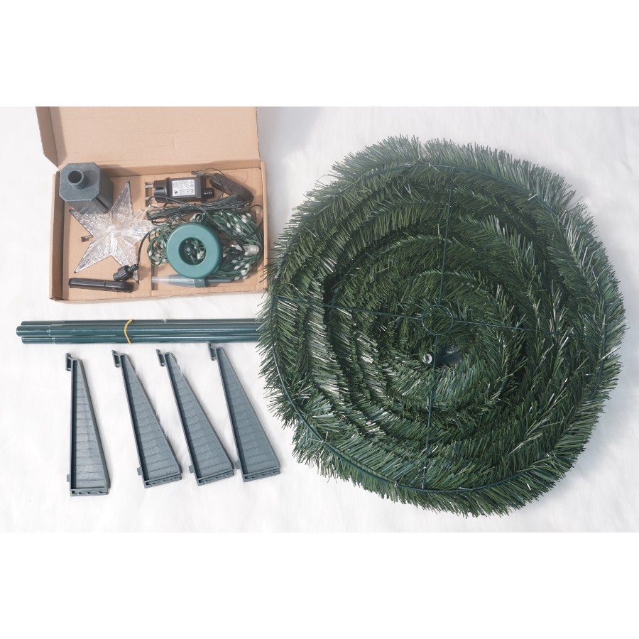 Brad artificial Pop-Up , cu instalatie integrata, Lumini RGB, Suport inclus, Stea luminata, 304 Led, 180 cm, Material PVC, Verde [2]