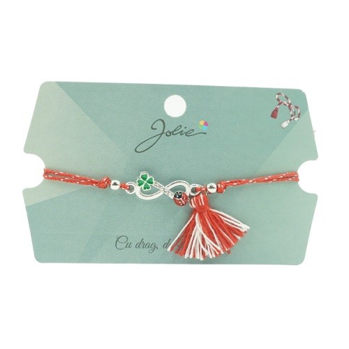Martisor Bratara cu Ciucure - Bratara cu Ciucure Infinit cu Trifoi
