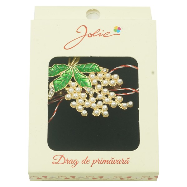 Martisor Brosa Medie - Brosa Multicolora Jolie model Floare cu Perle