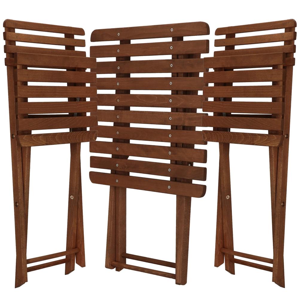 Set mobilier balcon sau terasa din lemn de fag, pliabil, masa 52x51x65 cm si 2 scaune, maro inchis [2]