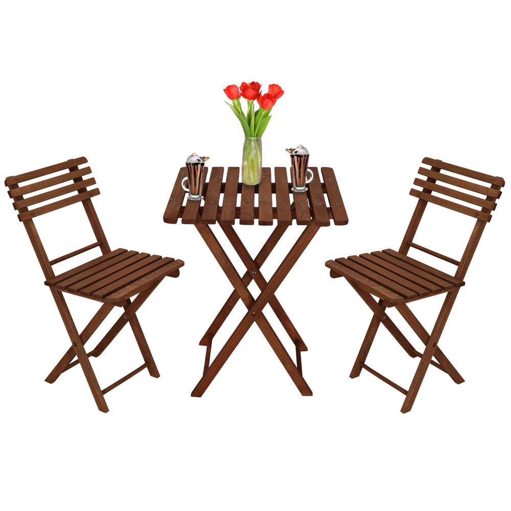 Set mobilier balcon sau terasa din lemn de fag, pliabil, masa 52x51x65 cm si 2 scaune, maro inchis [24]