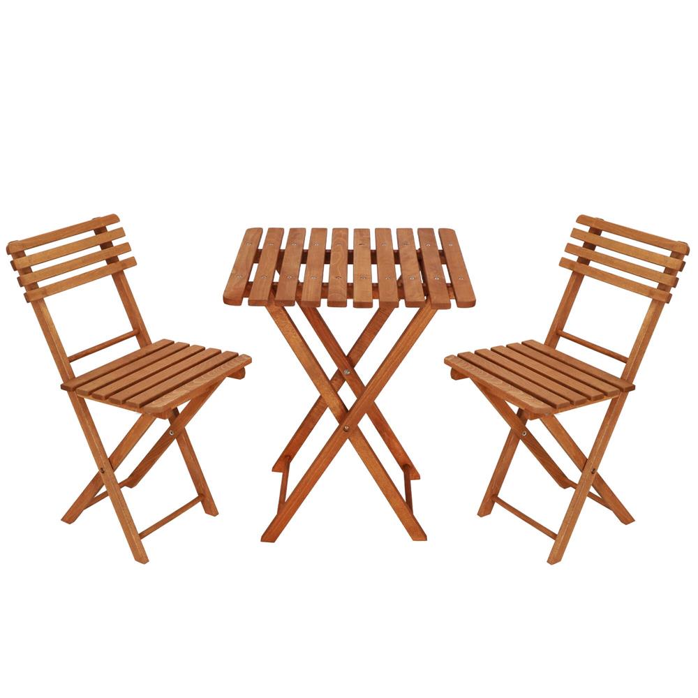 Seturi mobilier - Set mobilier balcon sau terasa din lemn de fag, pliabil, masa 52x51x65 cm si 2 scaune, maro