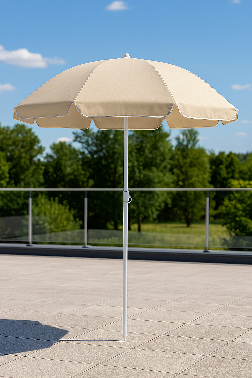 Umbrela de plaja pliabila cu inclinare reglabila, diametru 160 cm, bej [28]