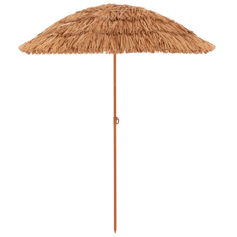 Umbrela de plaja tip hawai pliabila, cu inaltime si unghi reglabil, structura metalica, 160 cm, maro [19]