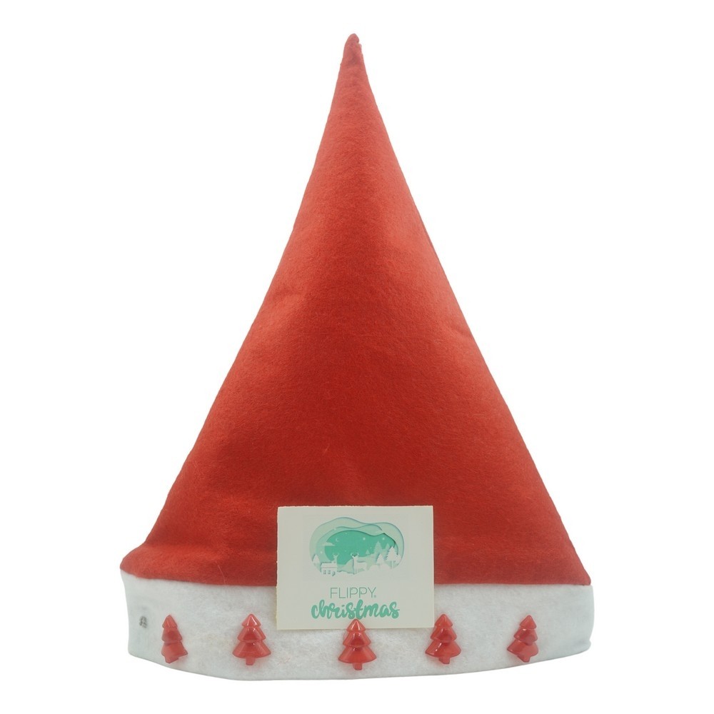 Costume Craciun - Caciulita de Mos Craciun,, cu braduti ,led si muzica, rosie, marime universala, poliester