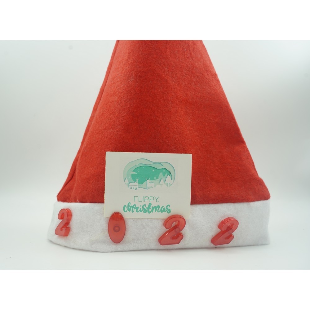 Caciulita de Mos Craciun,, cu inscriptie 2022 si led, rosie, marime universala, poliester [2]