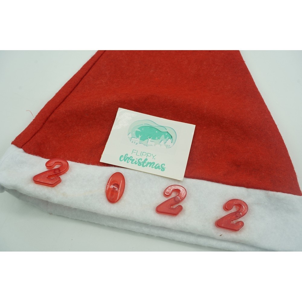 Caciulita de Mos Craciun,, cu inscriptie 2022 ,led si muzica, rosie, marime universala, poliester [4]