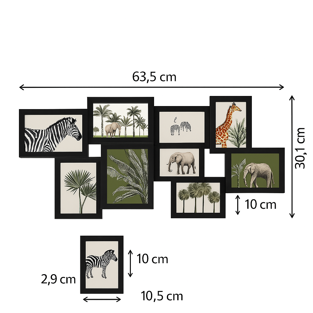 Rama foto colaj Atmosphera Cali pentru 8 poze, format orizontal, negru, 63x30 cm [5]