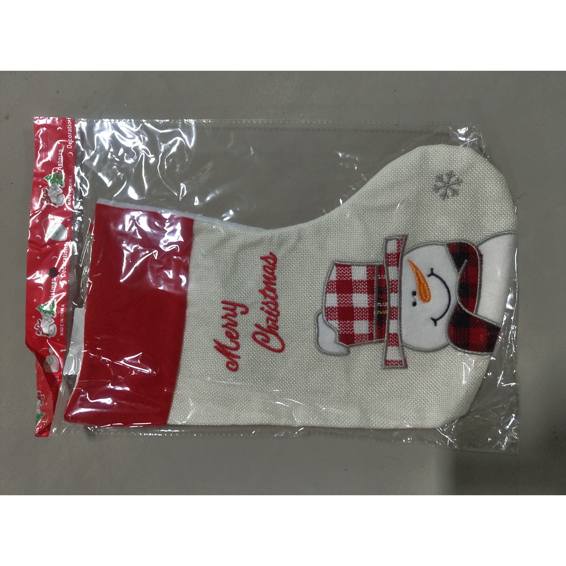 Ciorapi Craciun - Ciorap Cadouri, culoare alba, imprimeu Mos Craciun, marimea 16x30 cm, 